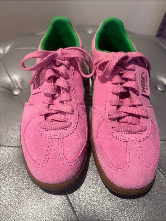 Puma Shoes - Puma Pink & Green ‘Palermo’ Suede Sneakers